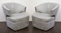 Smart Pair of Short-Arm, Swivel Tub Chairs, Made to Order