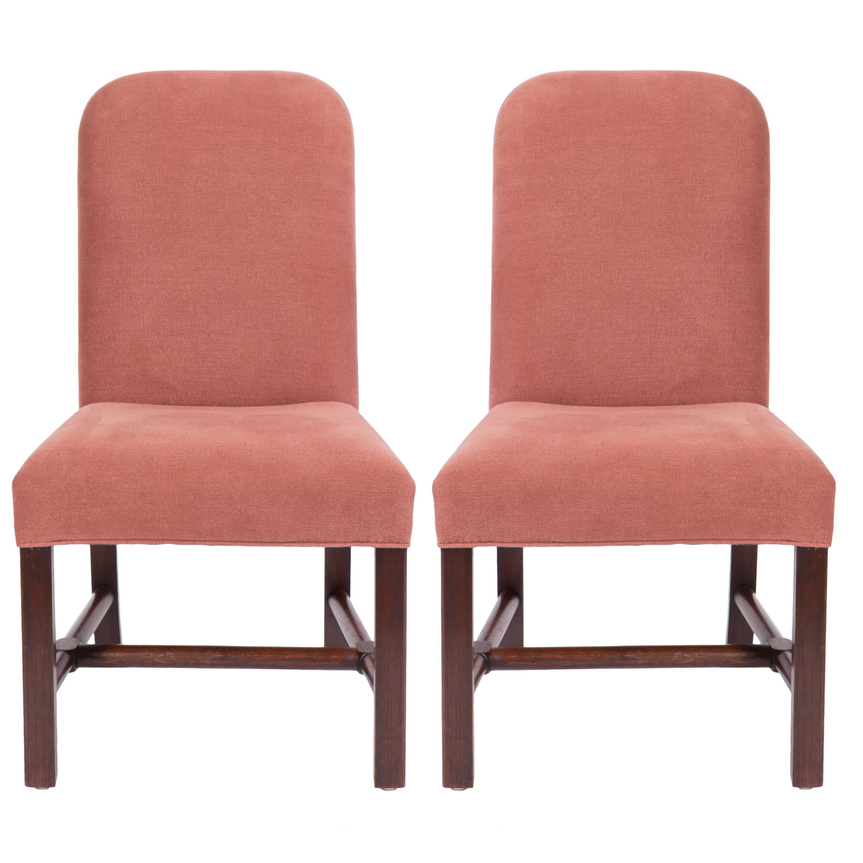 Pair of Custom Made Side Chairs from Axel Vervoordt Covered in Linen