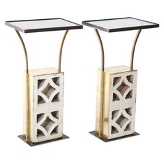 Used Pair of Custom Side Tables made from Reclaimed Midcentury Architectural Pieces