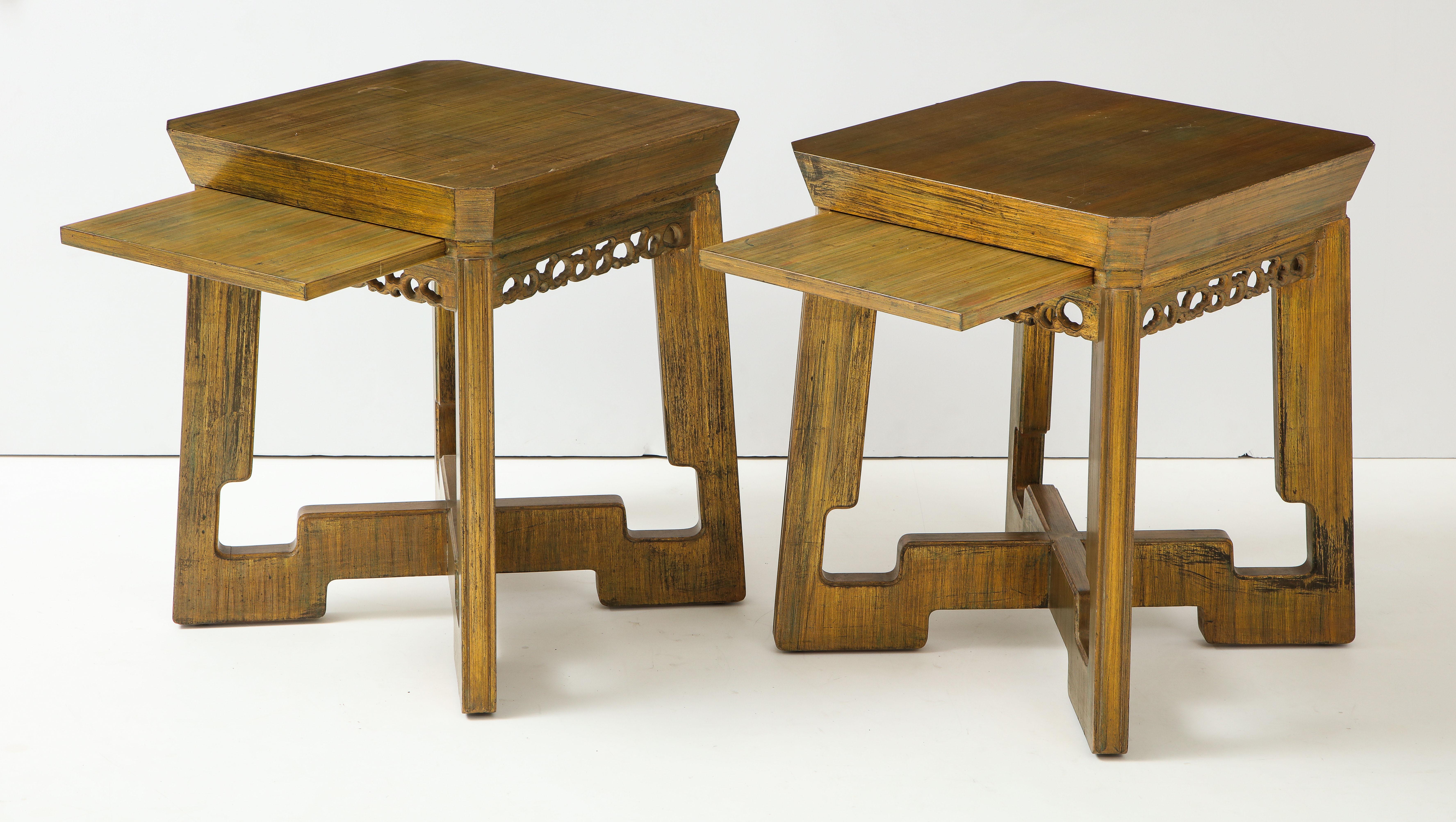 American Pair of Custom Side Tables / Nightstands by James Mont