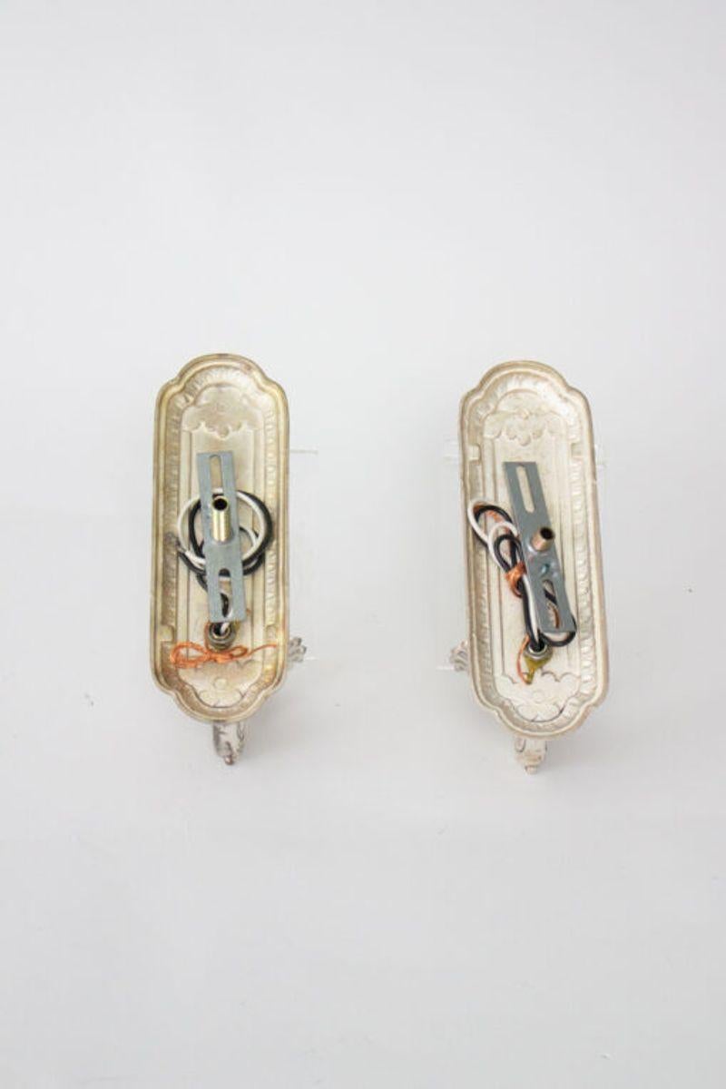 Baroque Revival Pair of Custom Silver Plate Sconces For Sale