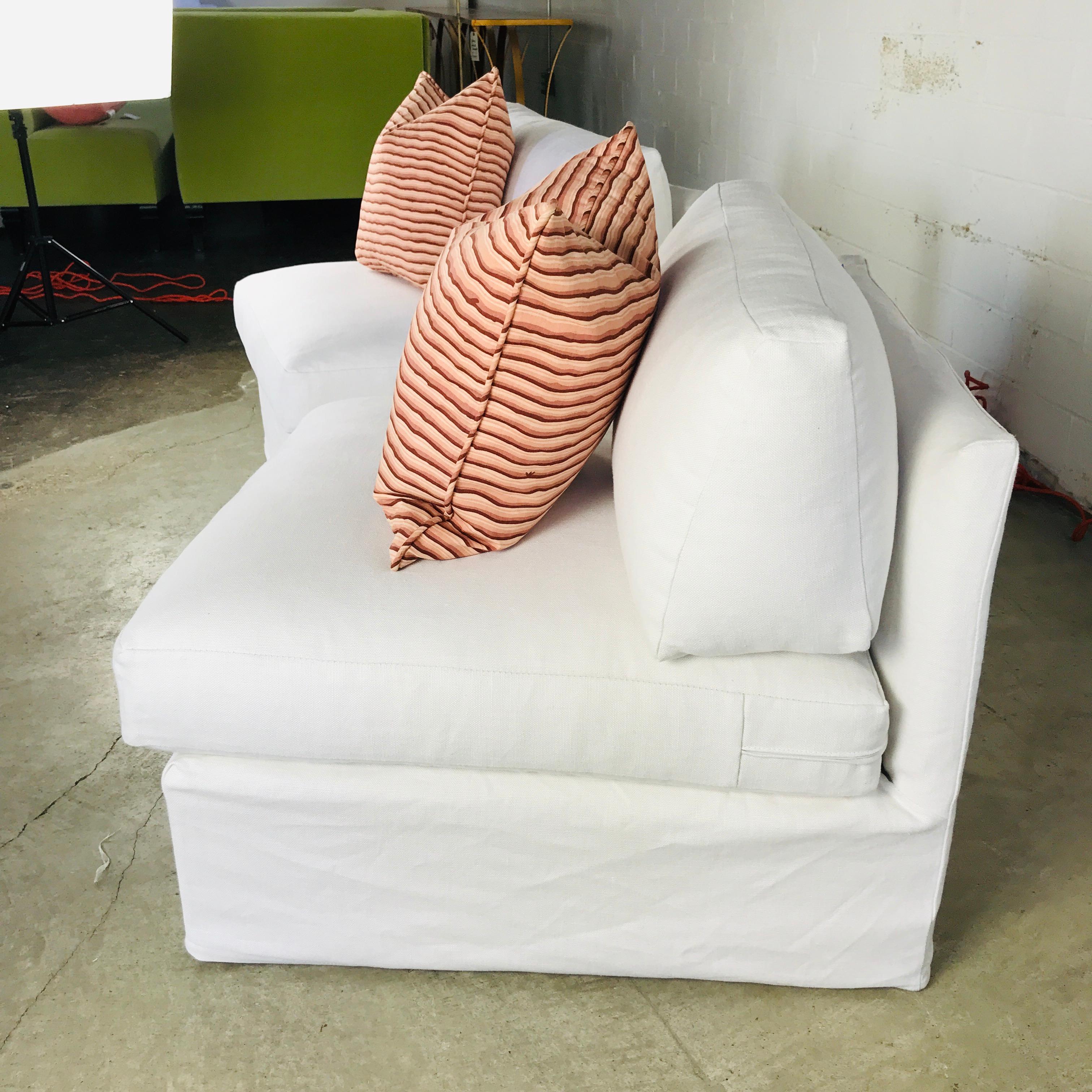 Pair of Custom Slipper Chairs with Custom Linen Slipcovers For Sale 2