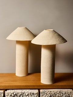 Pair of custom SMARA Ceramic Table Lamps by Marie Fekroun for Glustin Luminaires