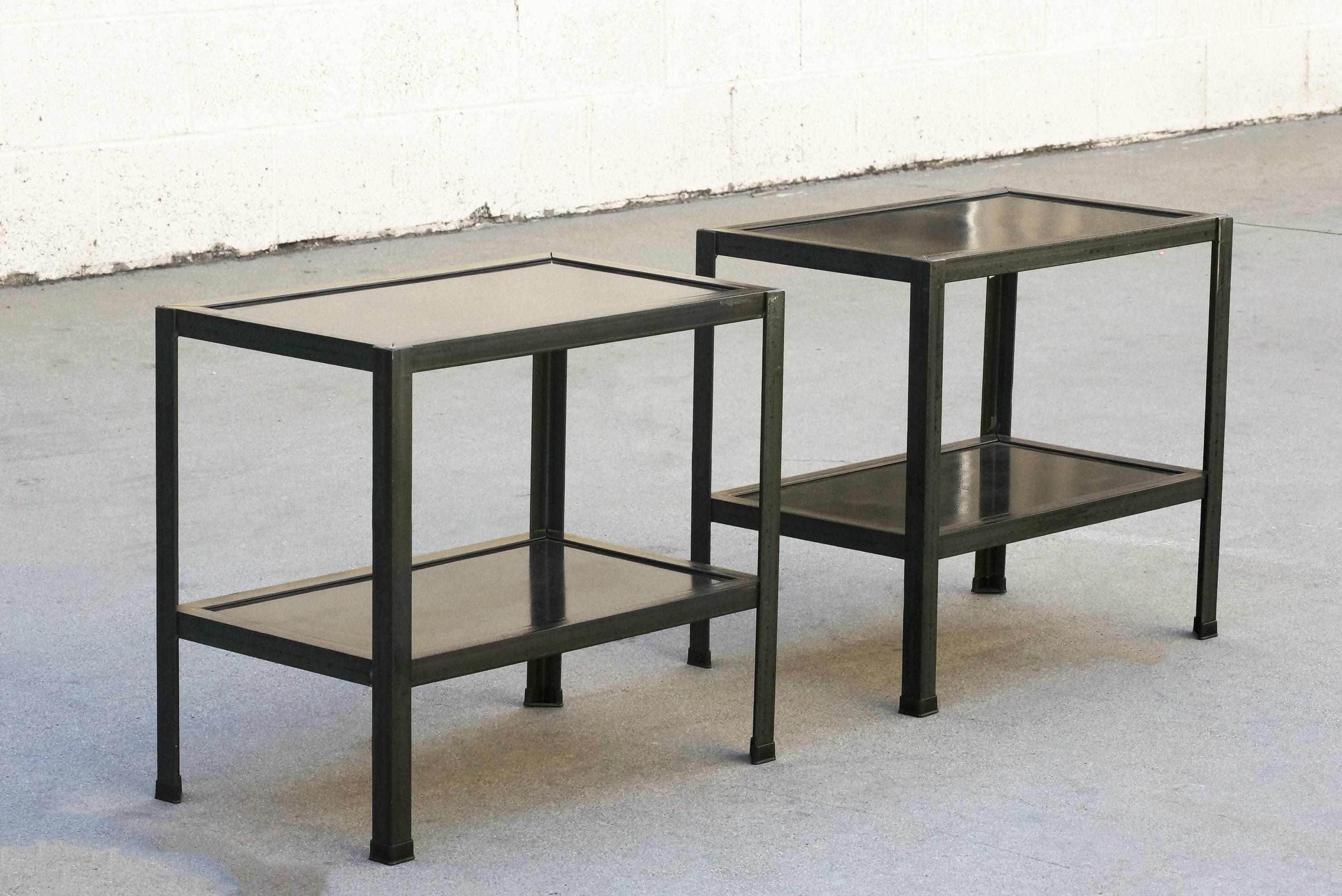 Industrial yet sleek steel side tables by Rehab Vintage Interiors, Los Angeles. Designed in the spirit of the Machine Age our side tables are built with 1