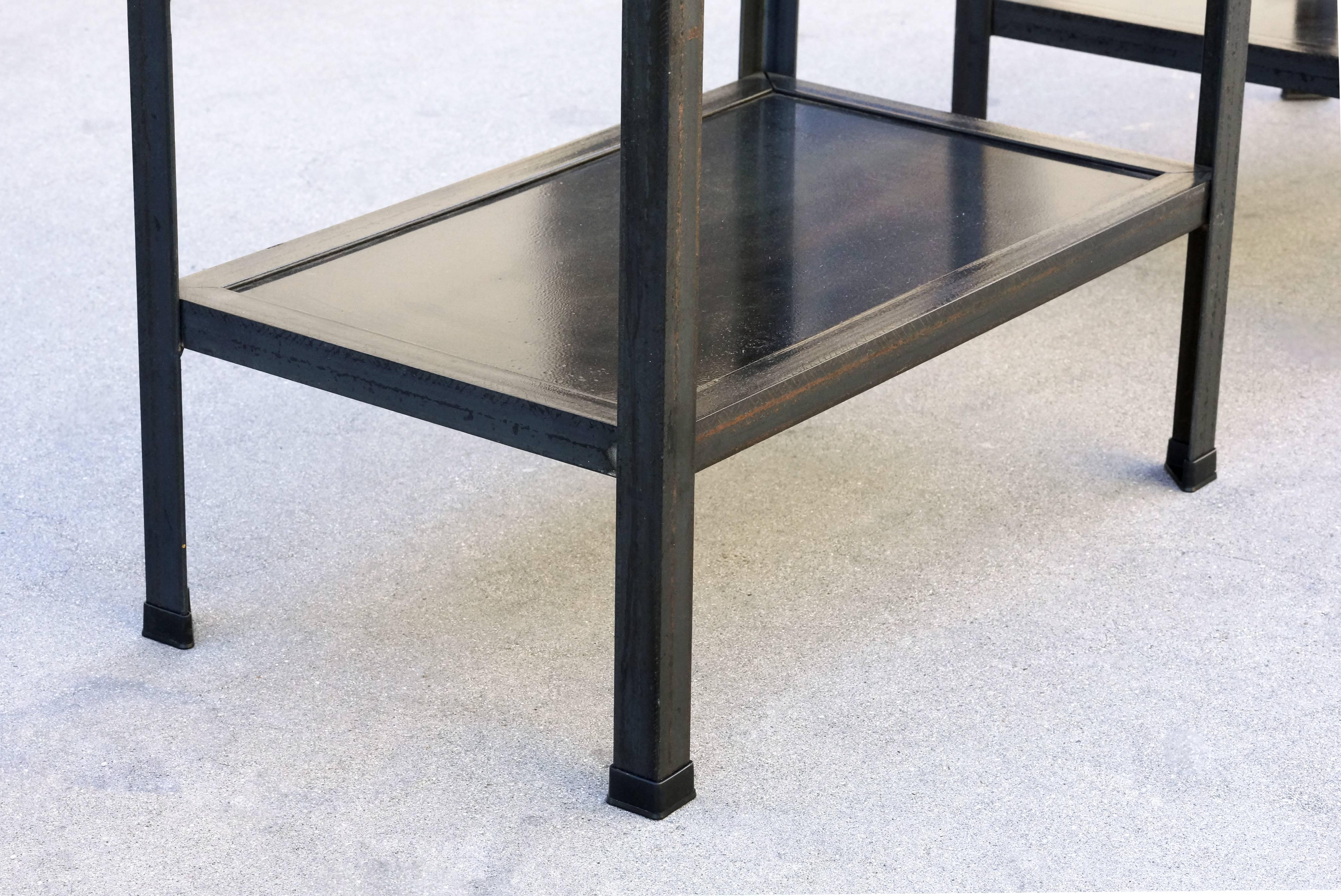 American Pair of Custom Steel Side Tables