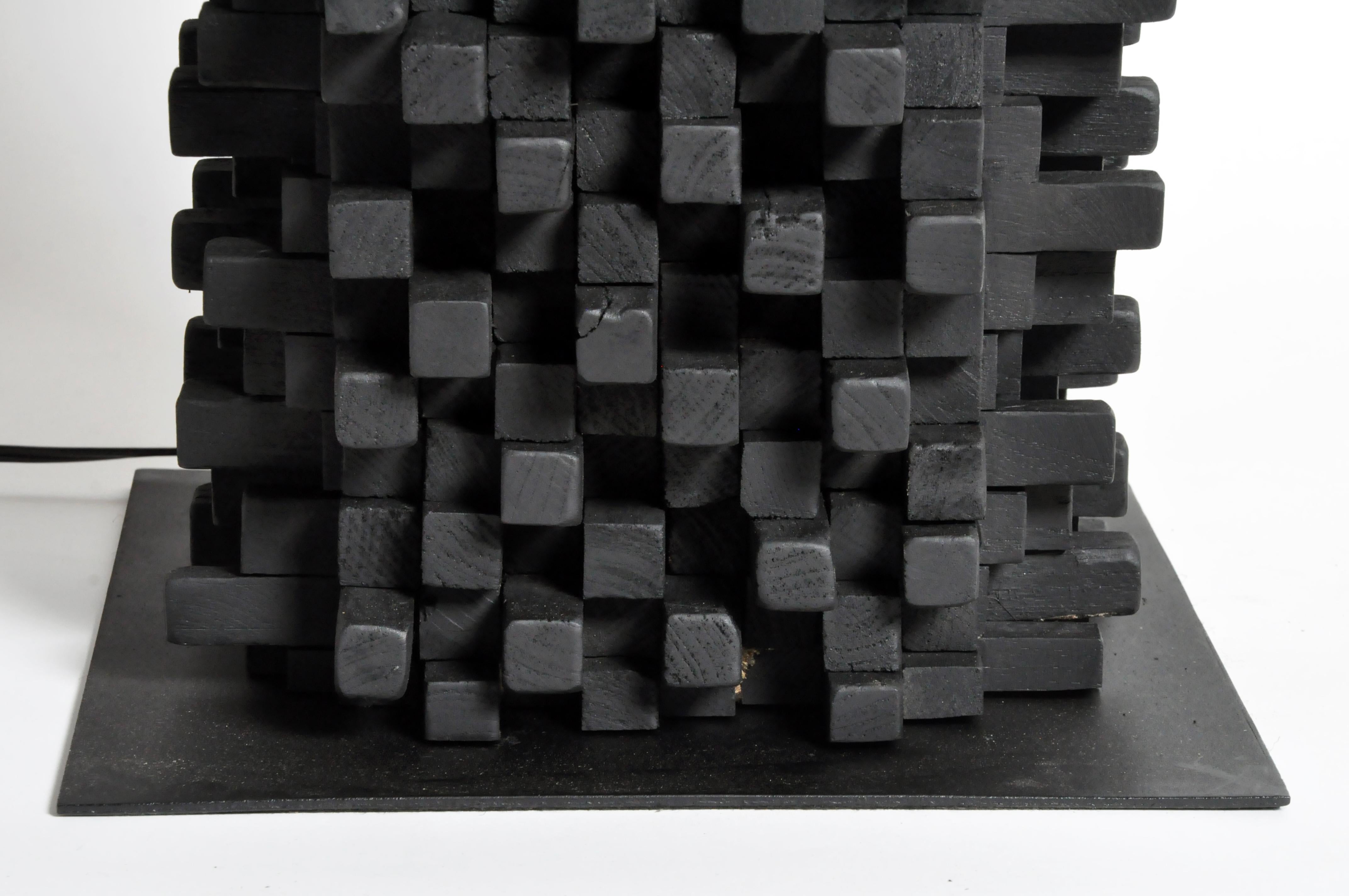 Pair of Custom Table Lamps Made from Reclaimed Teak Wood 4