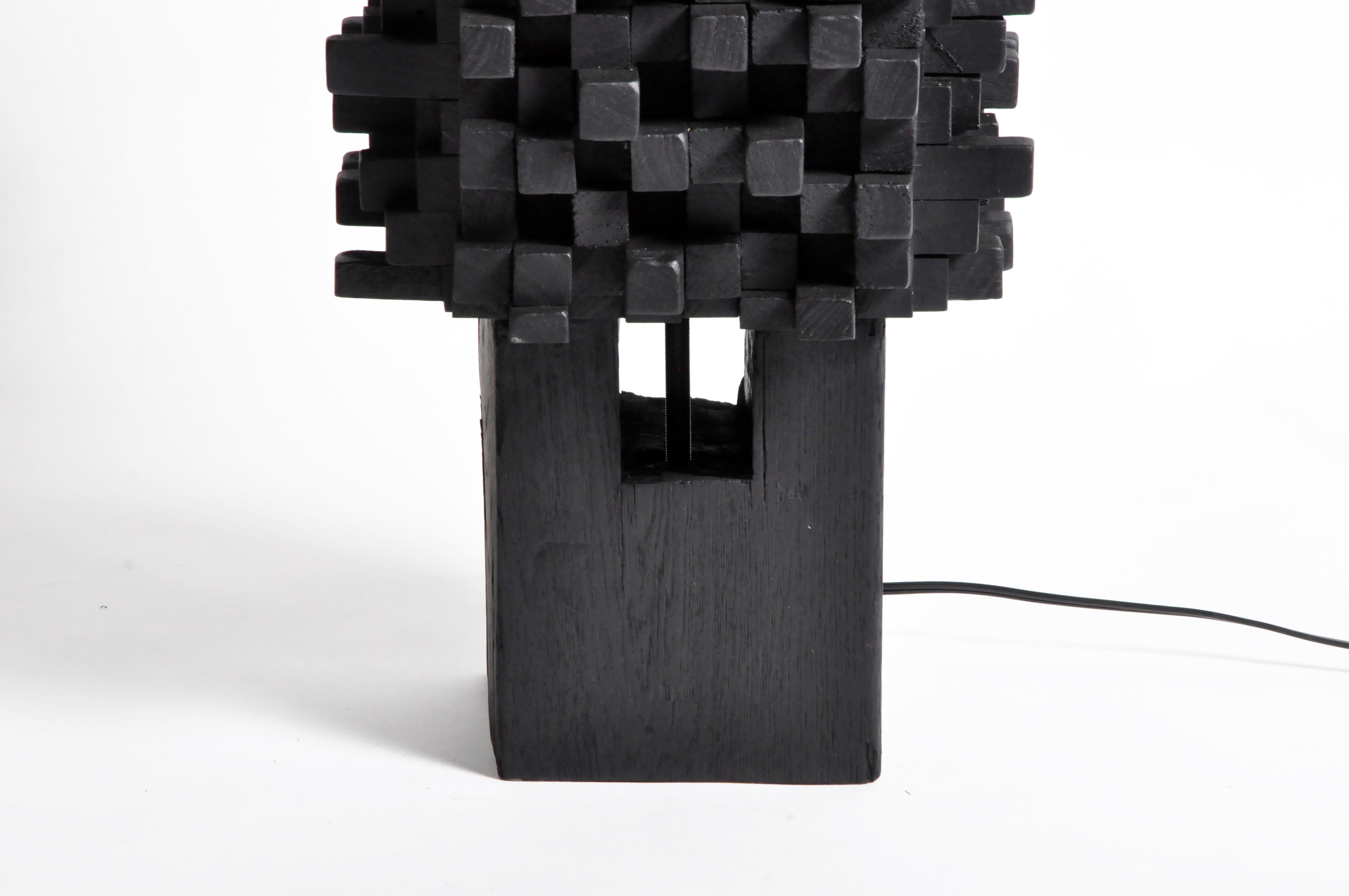 Pair of Custom Table Lamps Made from Reclaimed Teak Wood 1