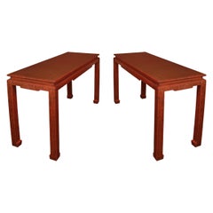 Pair of Custom Textured Lacquered Console Tables