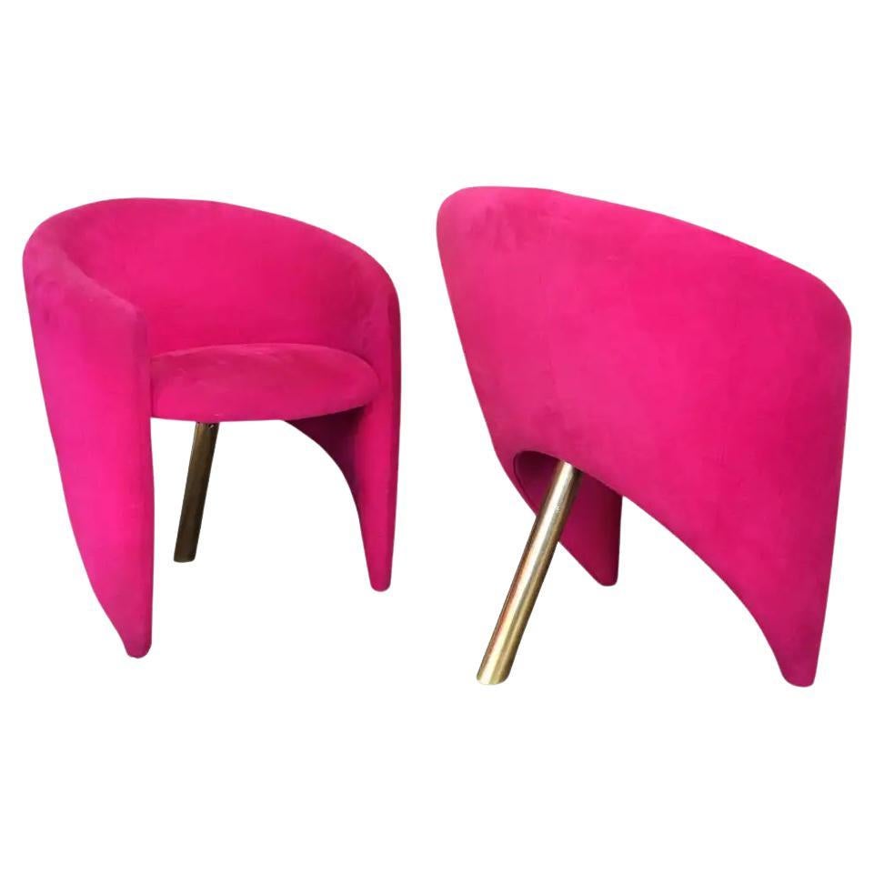 Pair of Custom Three-Legged Chairs in the Style of Kelly Wearstler
