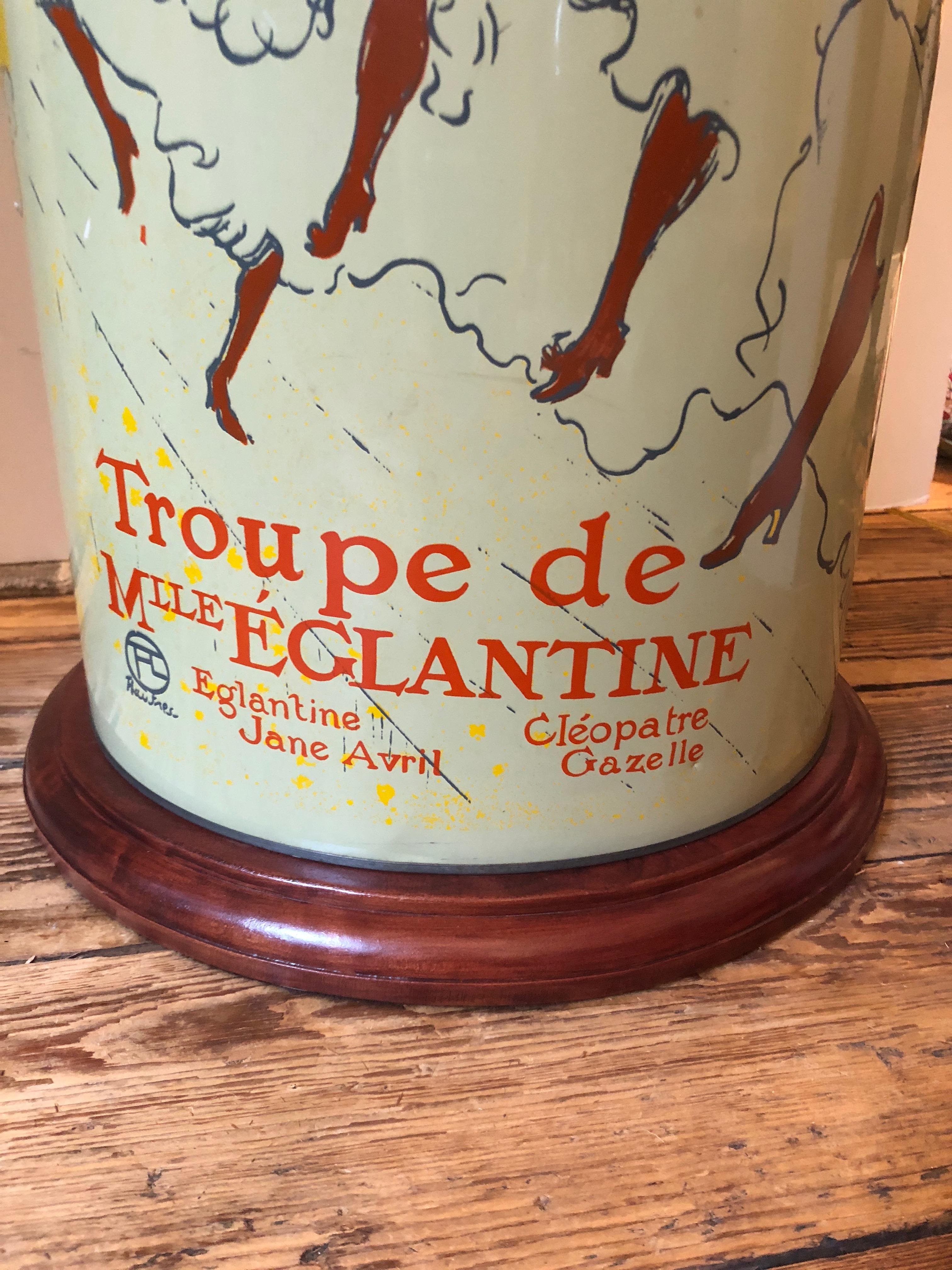 Pair of Custom Tin Canister Lamps a la Toulouse Lautrec 3