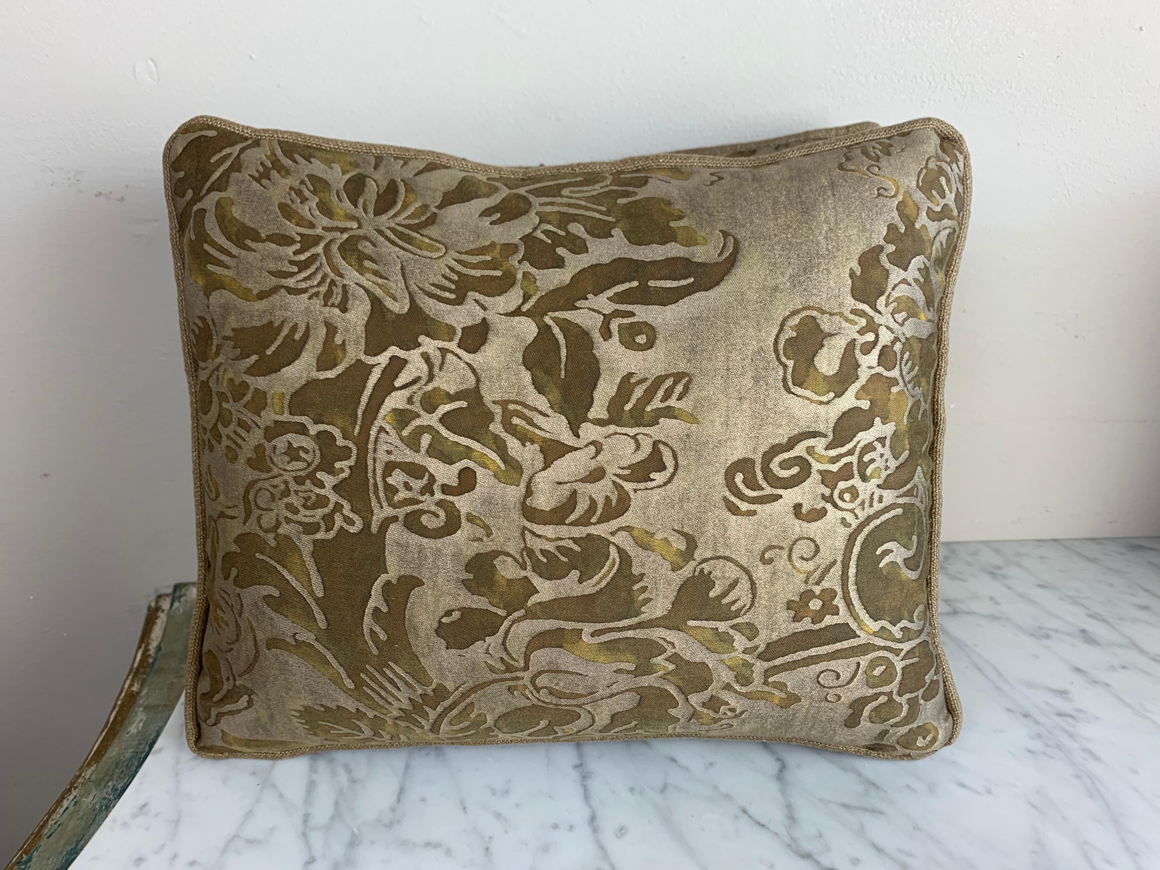 Baroque Pair of Custom Tortoise Colored Fortuny Pillows