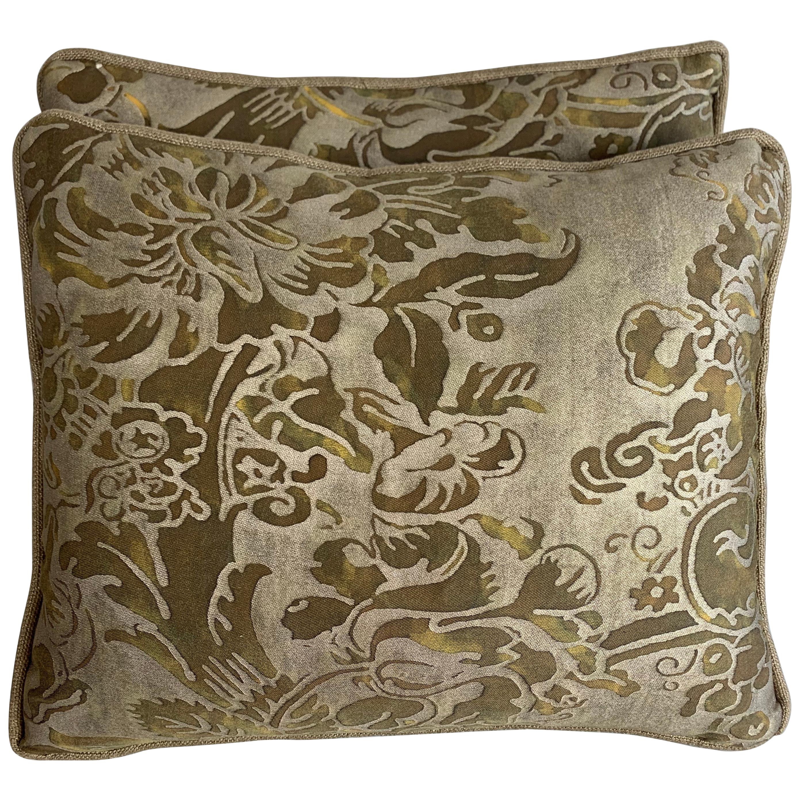 Pair of Custom Tortoise Colored Fortuny Pillows
