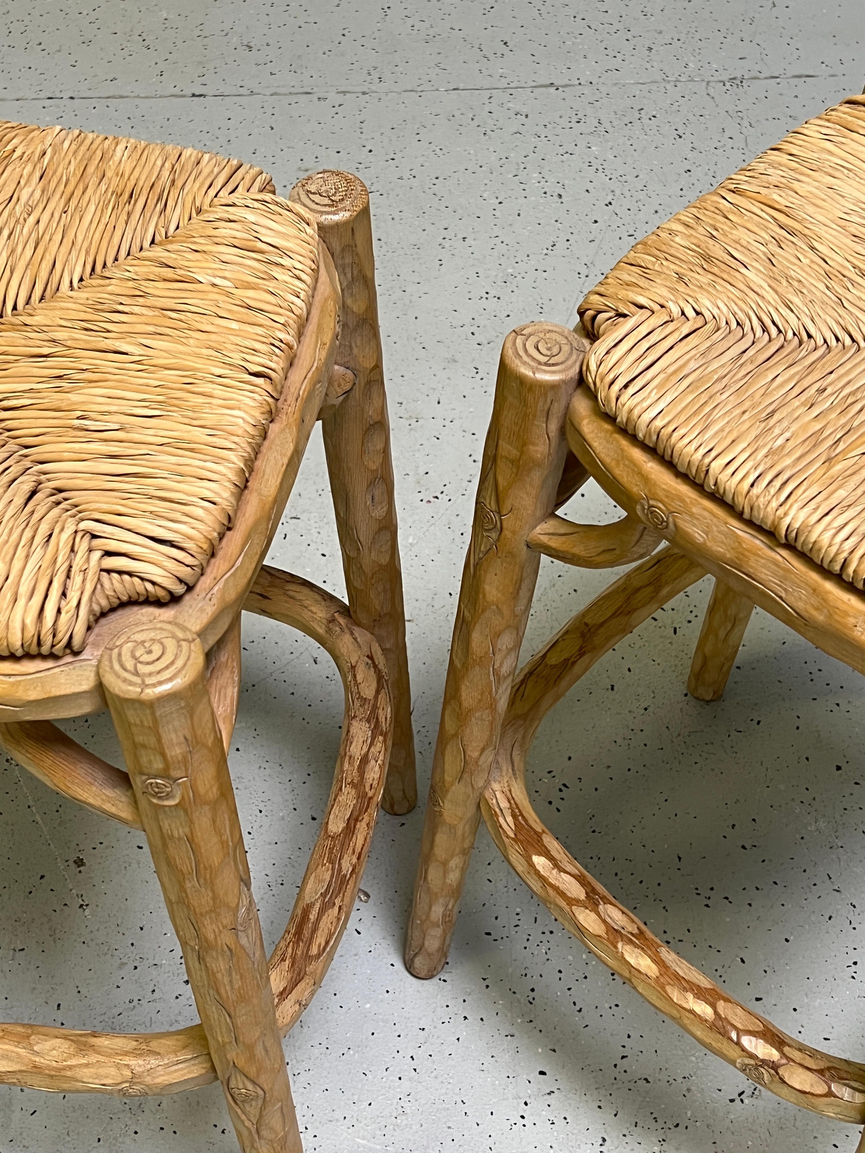 Pair of Custom 'Tree Trunk' Barstools by Michael Taylor For Sale 5