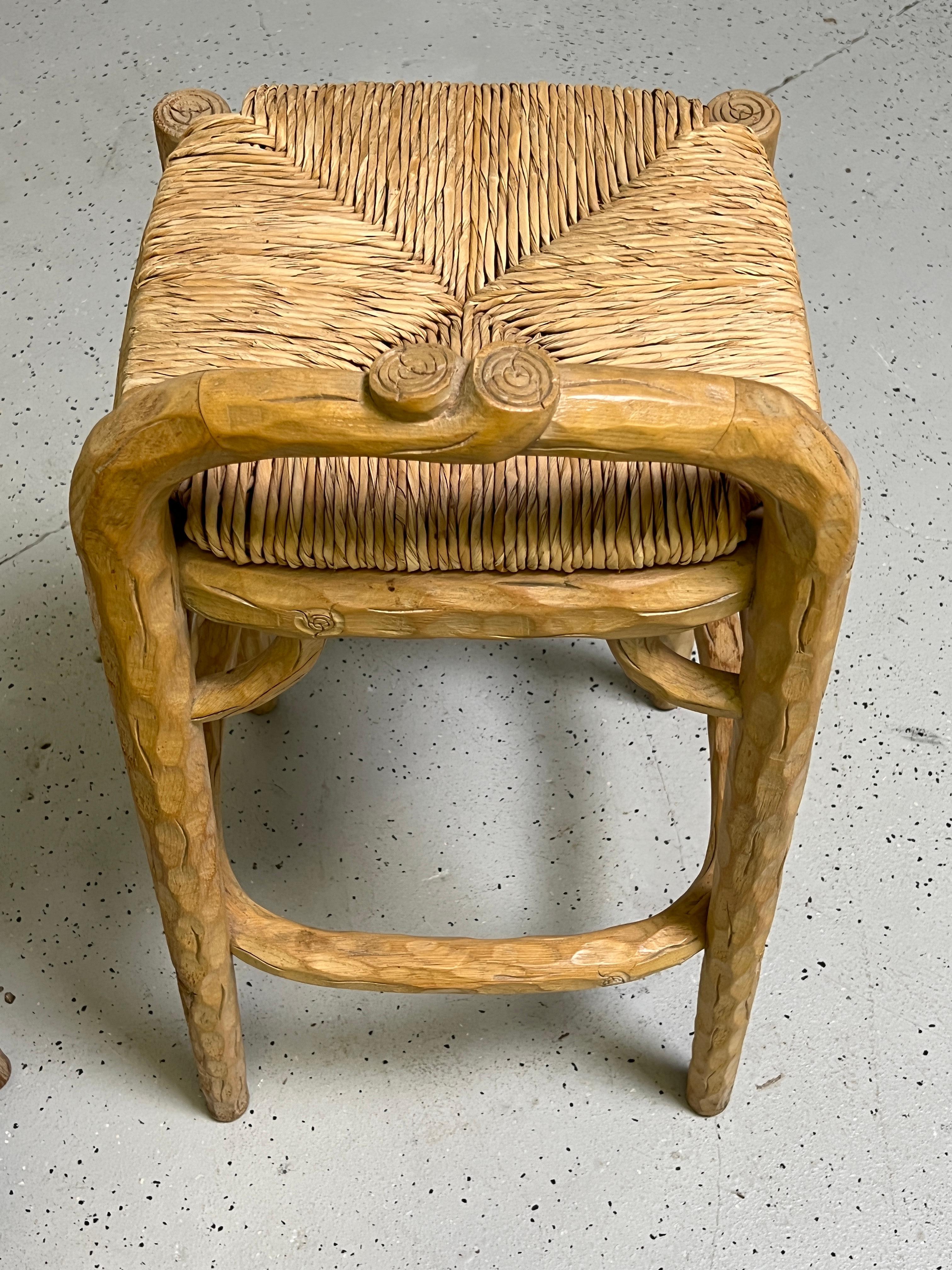 Late 20th Century Pair of Custom 'Tree Trunk' Barstools by Michael Taylor For Sale