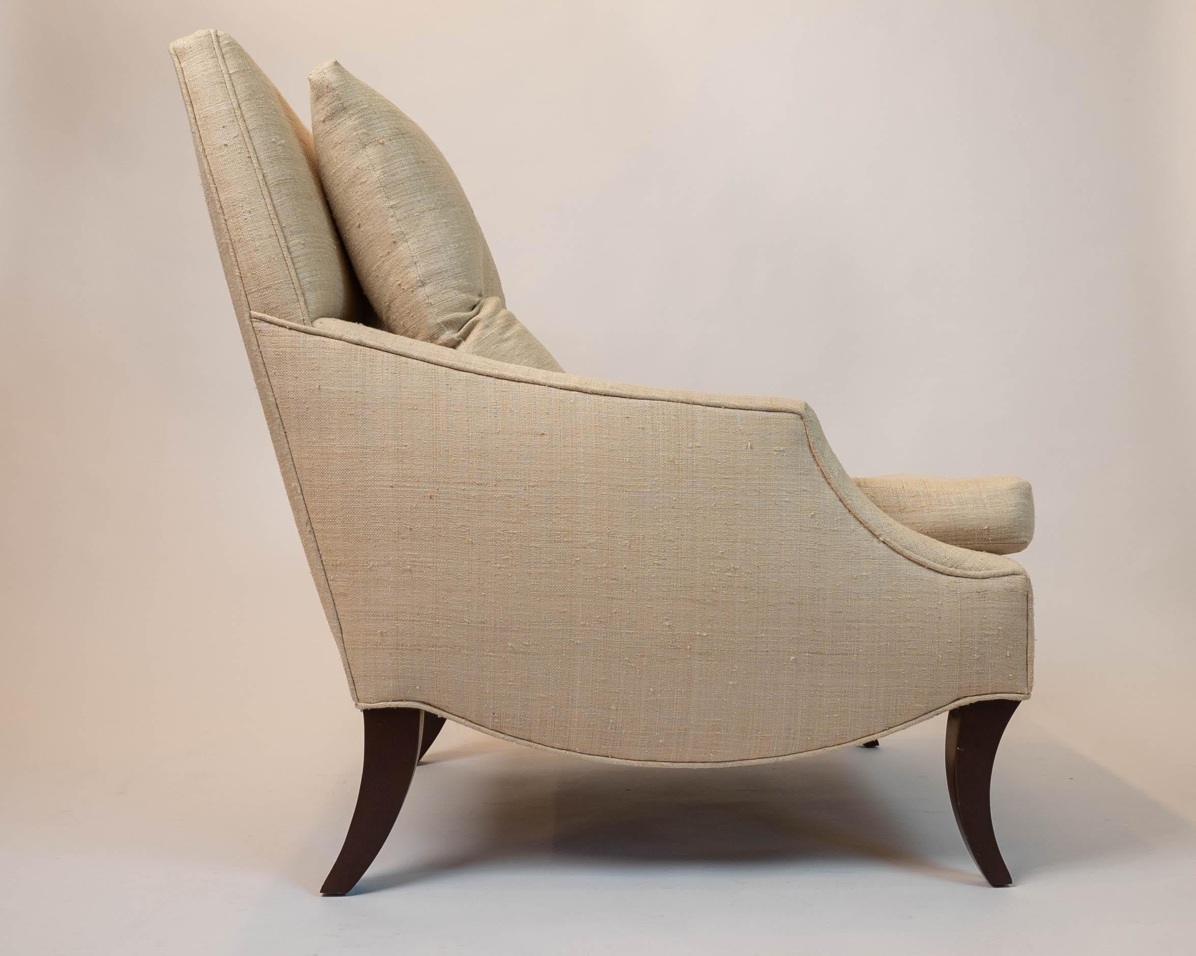 Mid-Century Modern Pair of Custom Tufted Club Chairs with High-Grade Fabric, Original For Sale