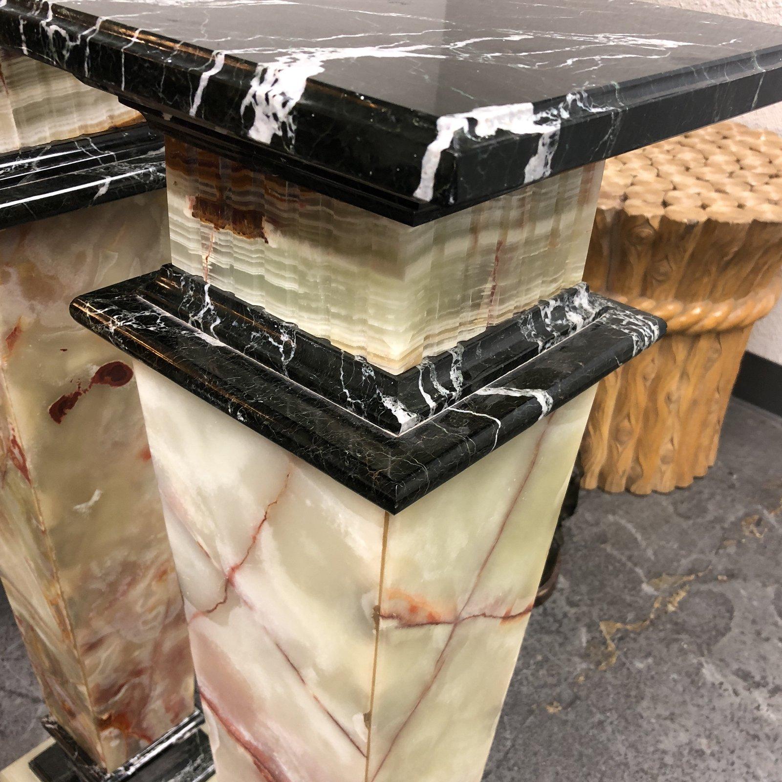 20th Century Pair of Custom Two-Toned Marble Pedestals For Sale