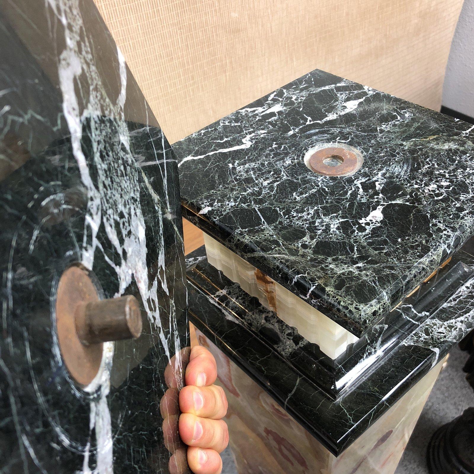 Pair of Custom Two-Toned Marble Pedestals For Sale 1