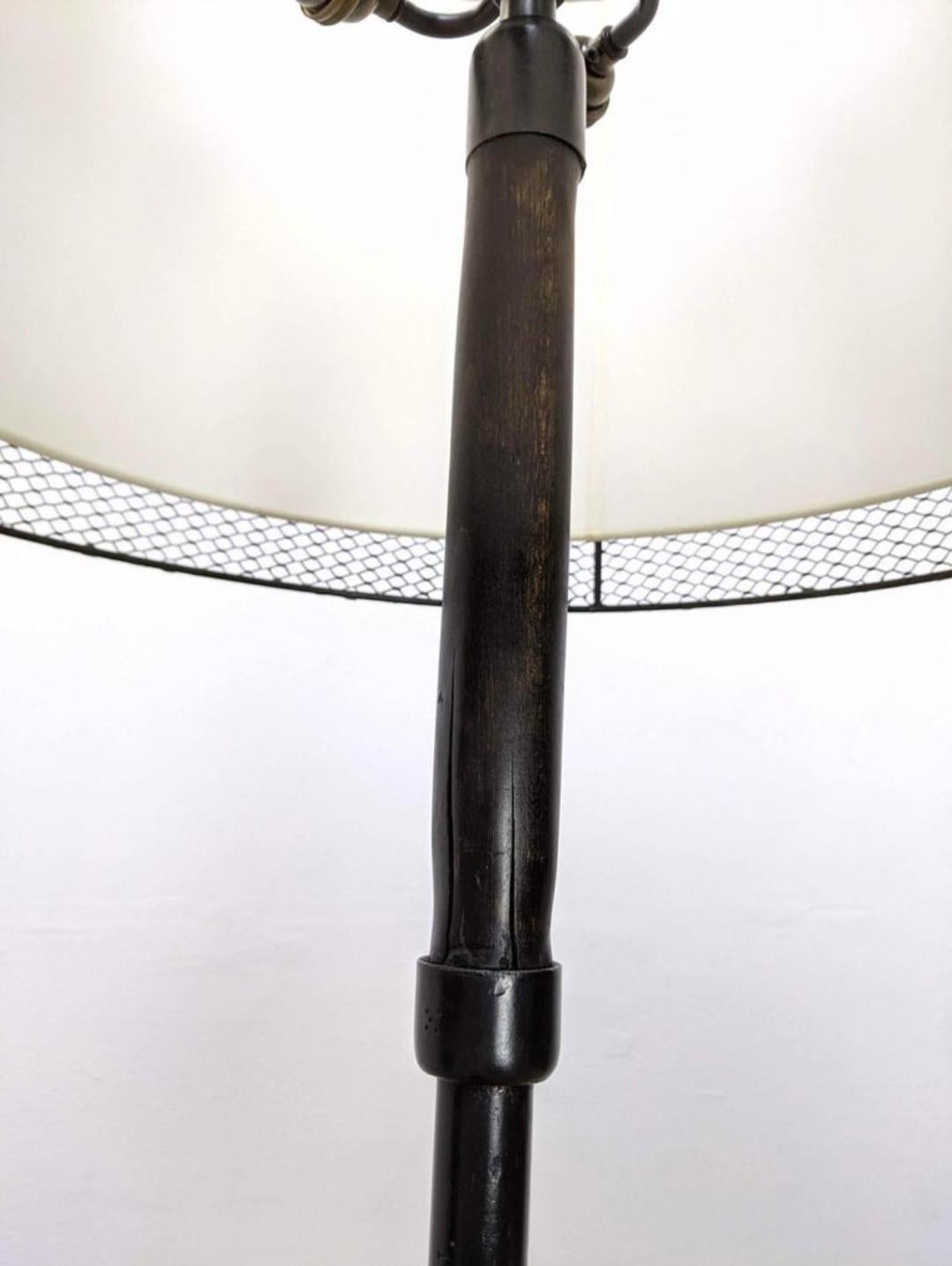 Modern Pair of Custom Unique Floor Lamps In Iron and Wood