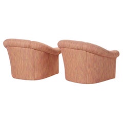 Pair of Custom-Upholstered Channel-Tufted Modernist Tub Chairs