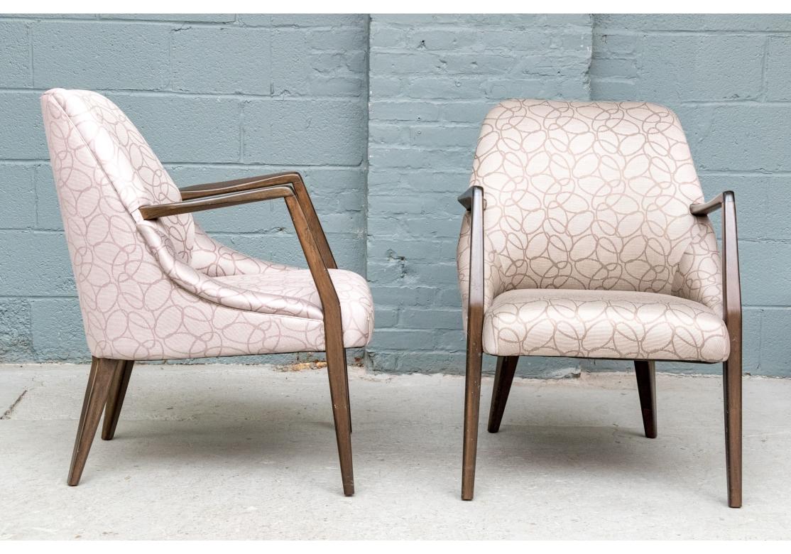 Pair Of Custom Upholstered Mid Century Modern Armchairs Attrib. Bertha Schaefer In Fair Condition For Sale In Bridgeport, CT