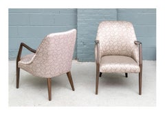 Pair Of Custom Upholstered Mid Century Modern Lounge Attr. Bertha Schaefer