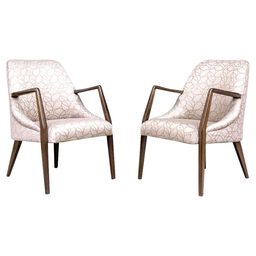 Pair Of Custom Upholstered Mid Century Modern Lounge Attr. Bertha Schaefer For Sale