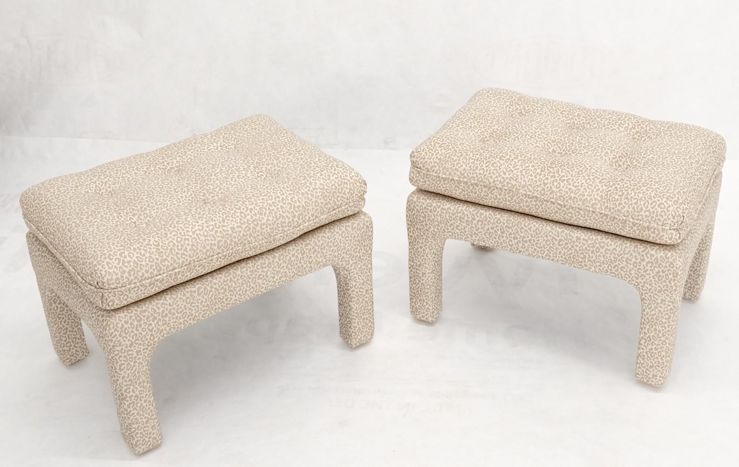 Mid-Century Modern Pair of Custom Upholstered Tufted Benches in Style of Billy Baldwin