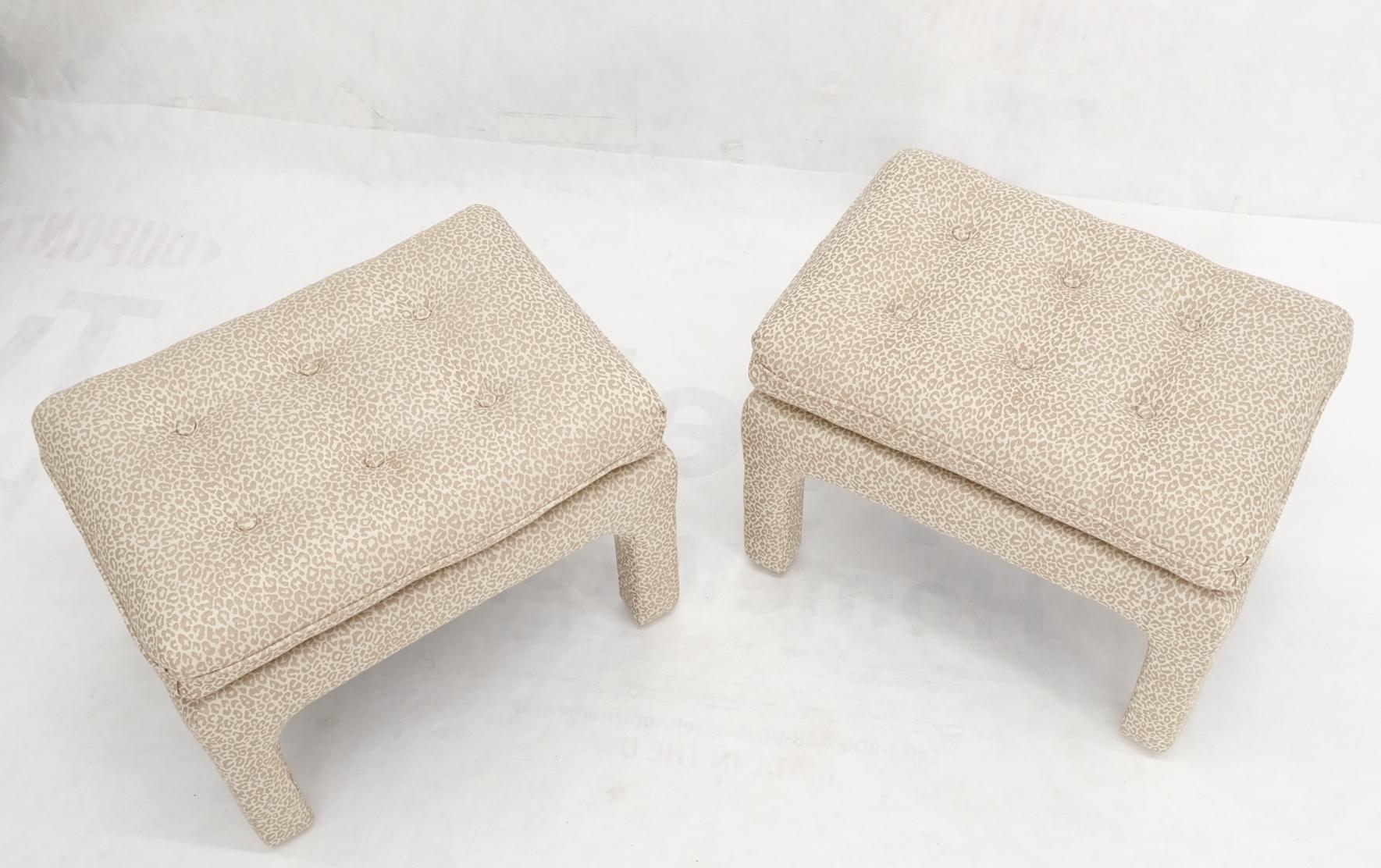 American Pair of Custom Upholstered Tufted Benches in Style of Billy Baldwin
