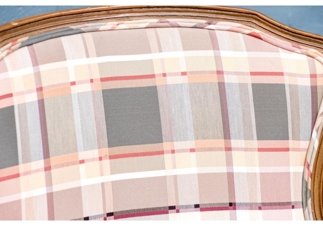 Pair Of Custom Upholstered Wide Barrel Back Armchairs en vente 4