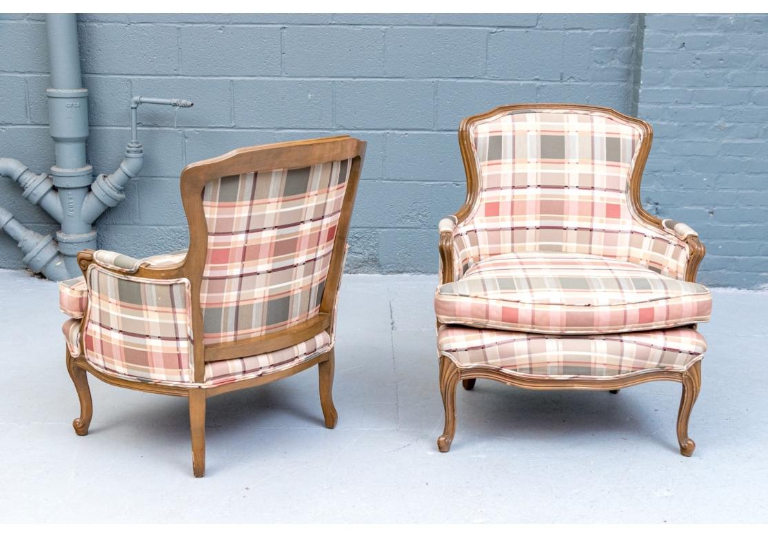 Pair Of Custom Upholstered Wide Barrel Back Armchairs en vente 2