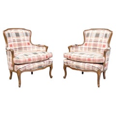 Pair Of Custom Upholstered Wide Barrel Back Armchairs