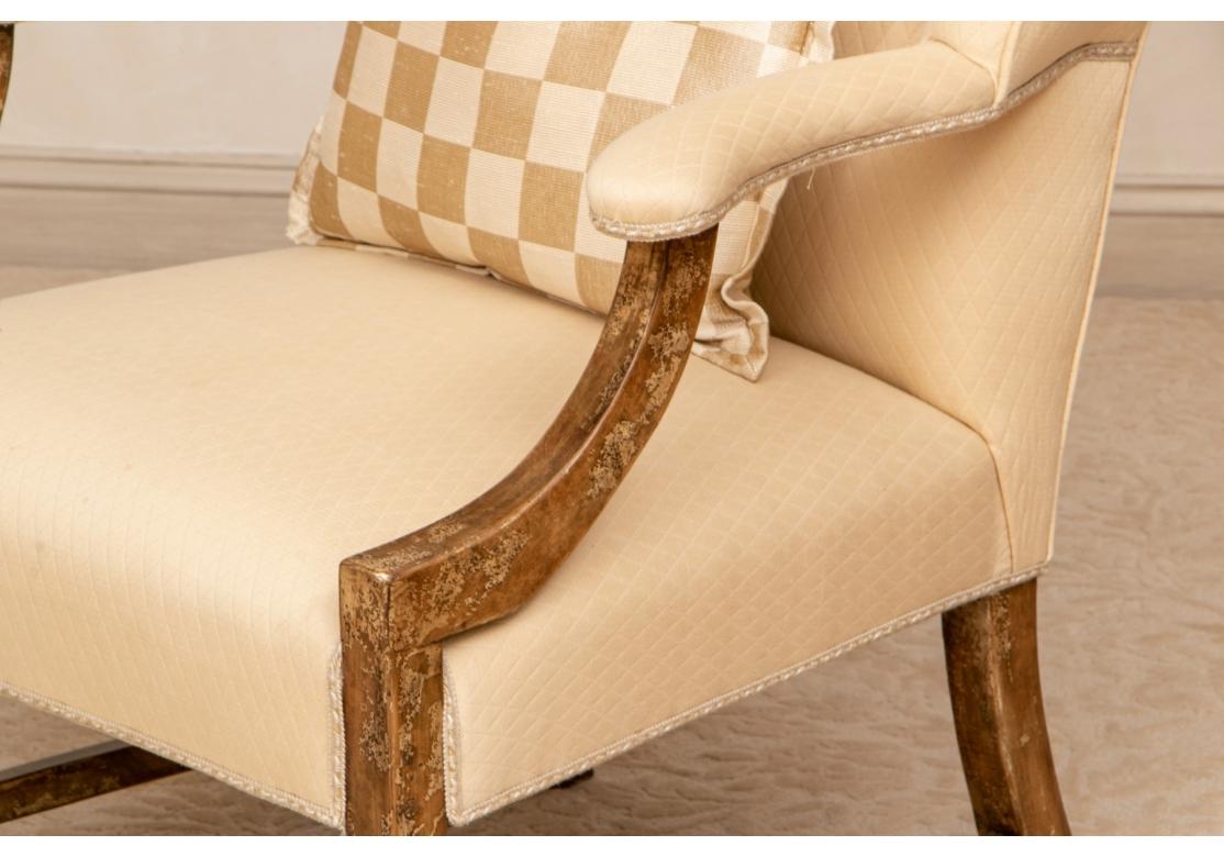 Pair of Custom Upholstered Wing Chairs In Good Condition For Sale In Bridgeport, CT