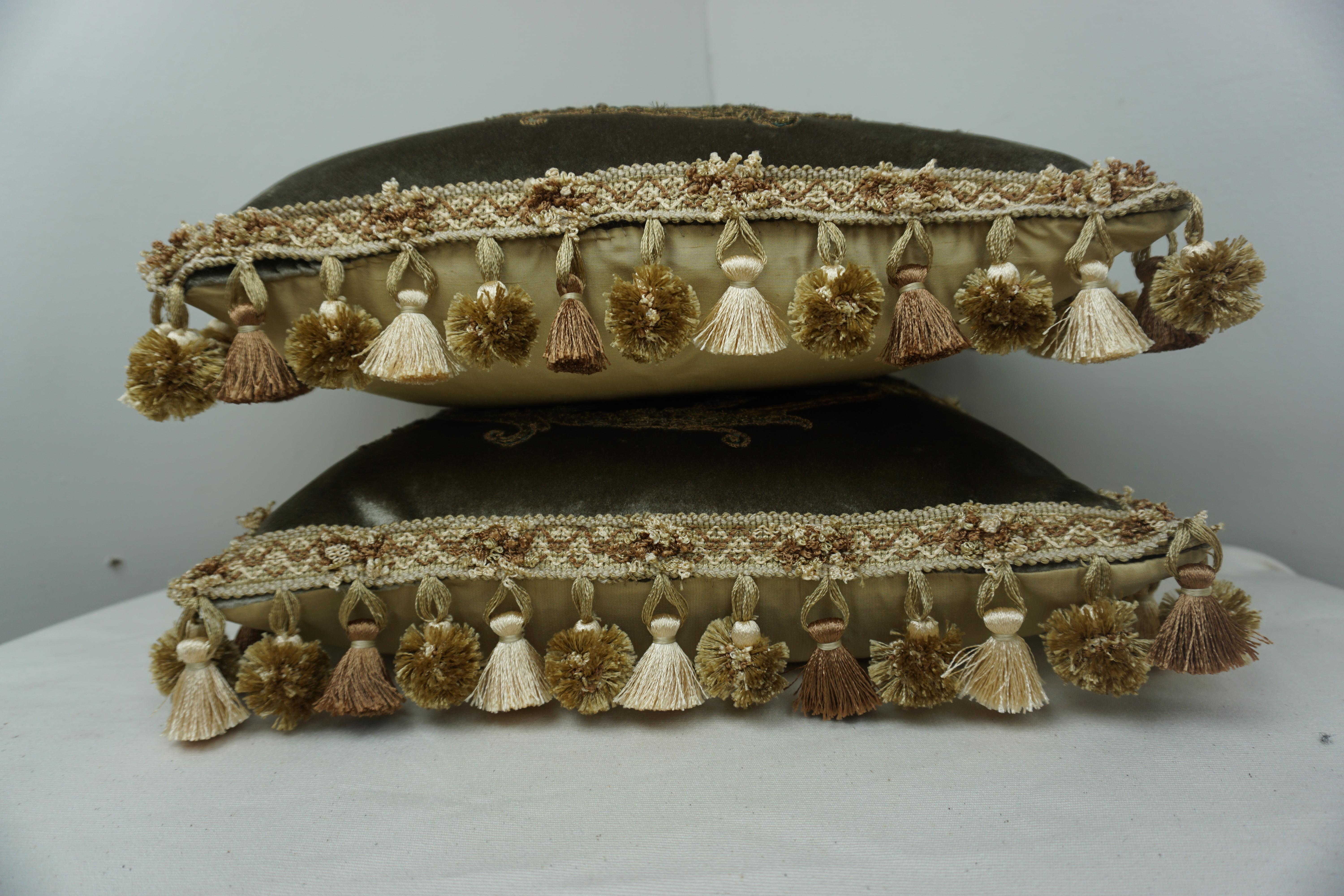 Rococo Pair of Custom Velvet Applique' Pillows by Melissa Levinson