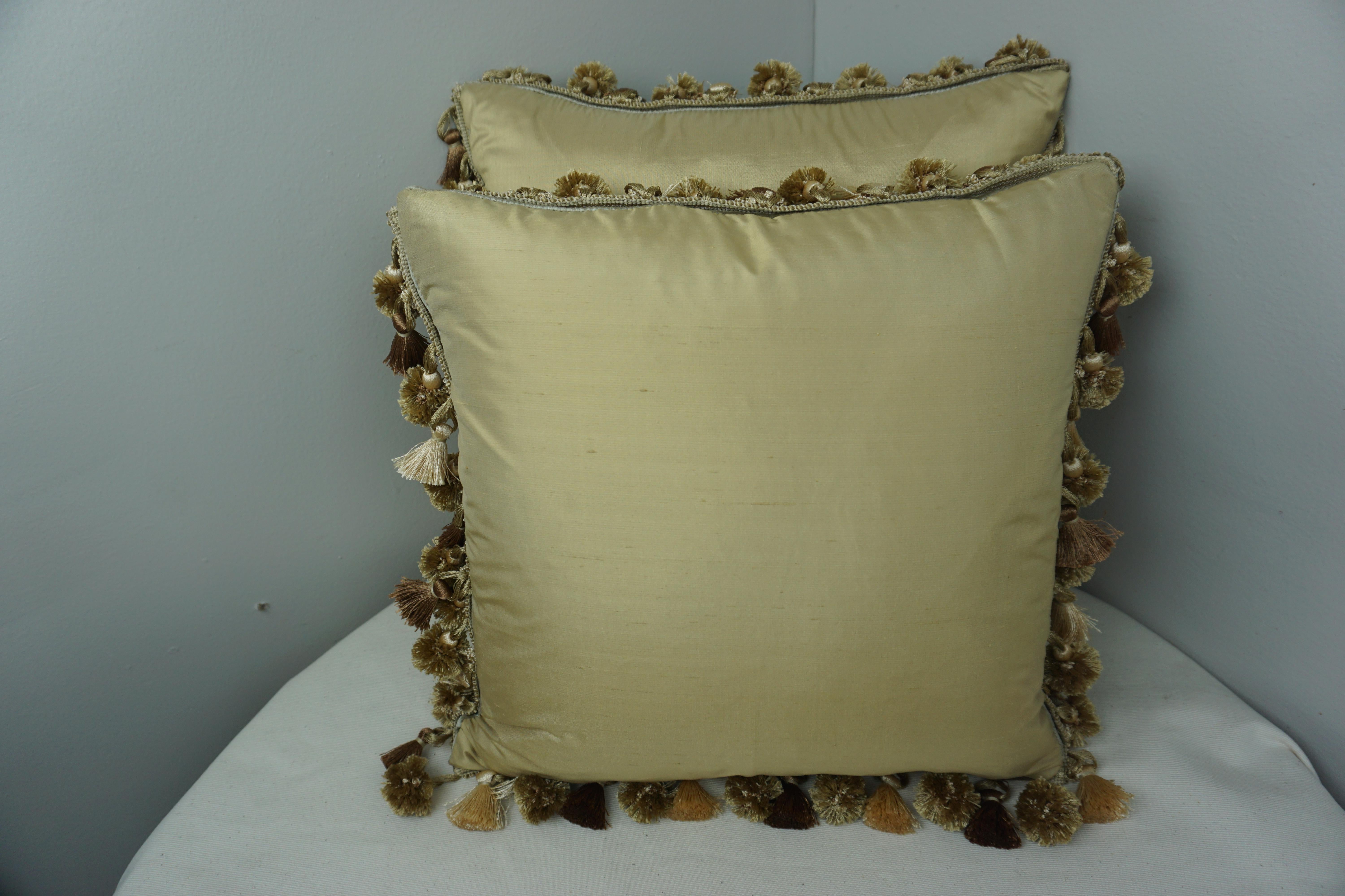 French Pair of Custom Velvet Applique' Pillows by Melissa Levinson