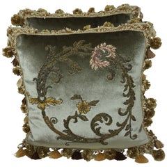 Pair of Custom Velvet Applique
 Pillows by Melissa Levinson