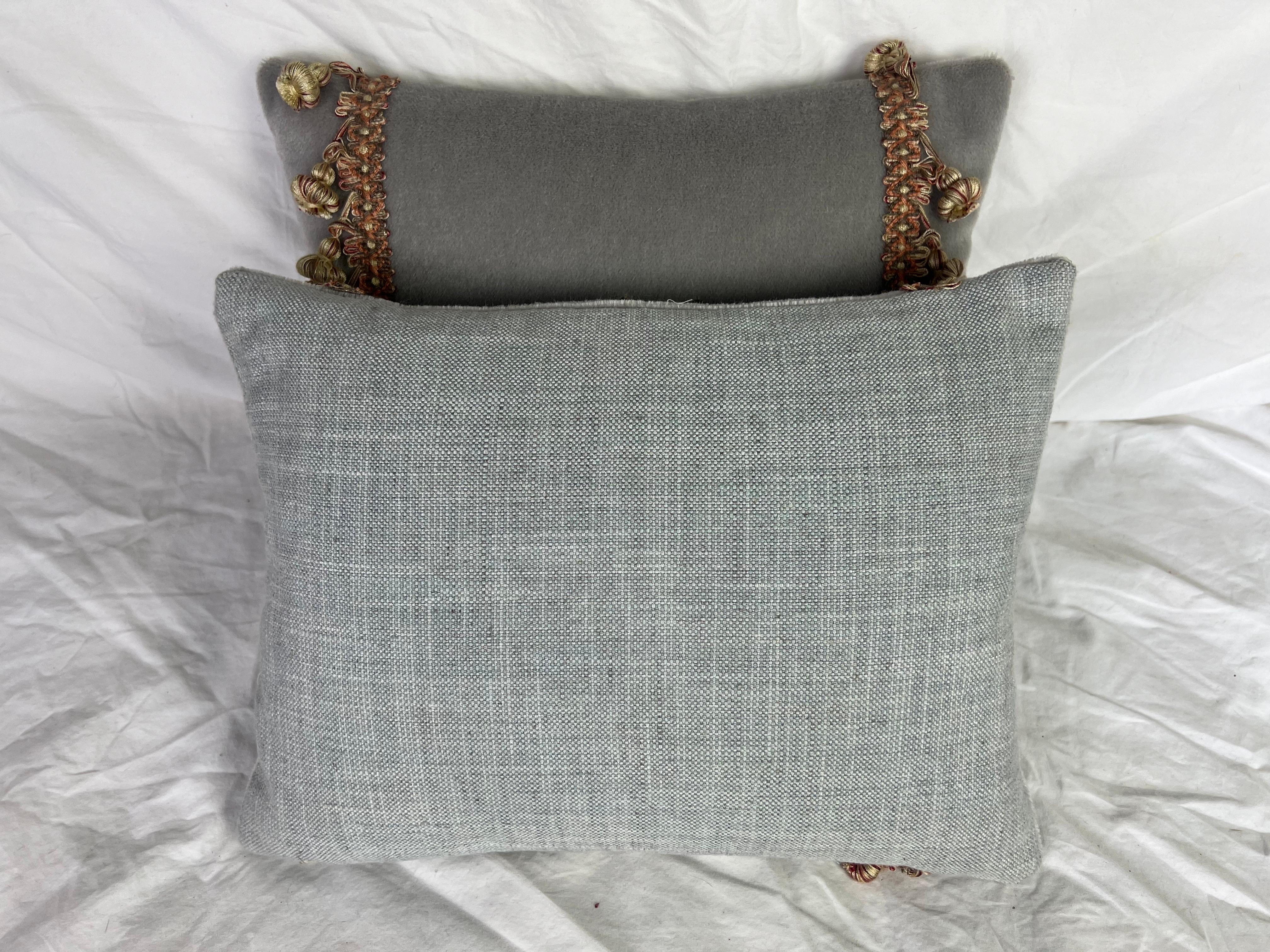Contemporary Pair of Custom Velvet Appliqued Pillows by MLA