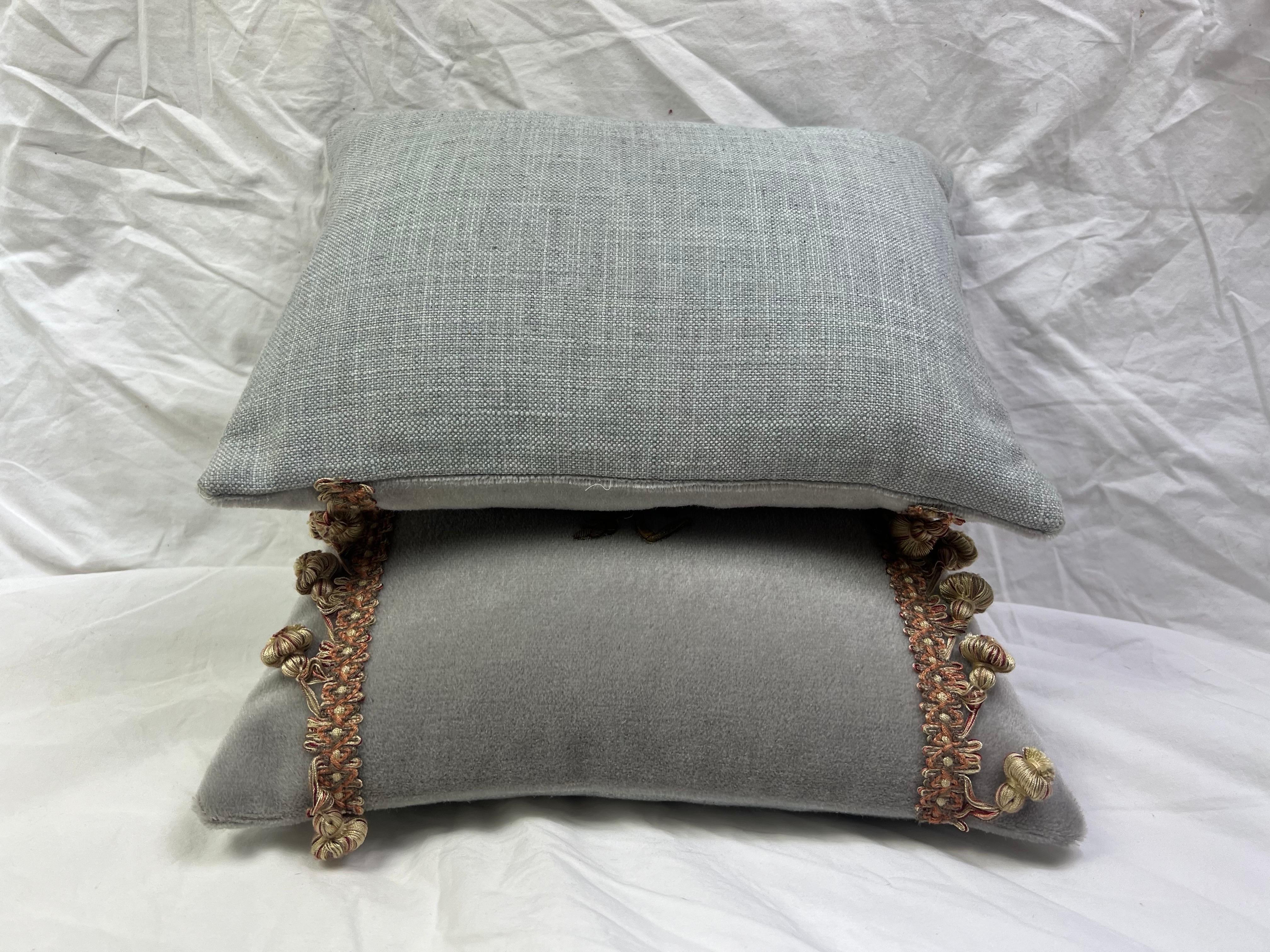 Pair of Custom Velvet Appliqued Pillows by MLA 1