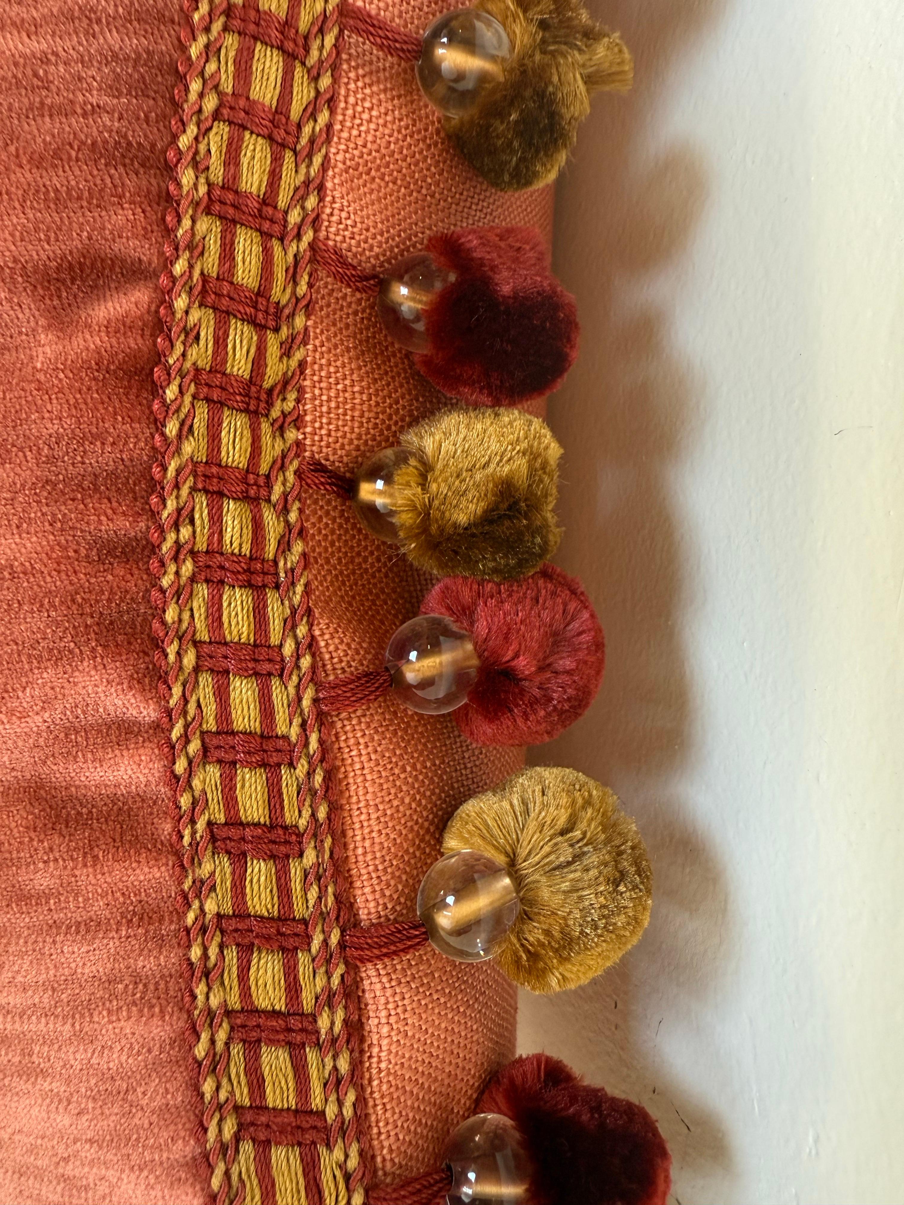 Silk Pair of Custom Velvet Pillows with Heraldic Crest by Melissa Levinson For Sale