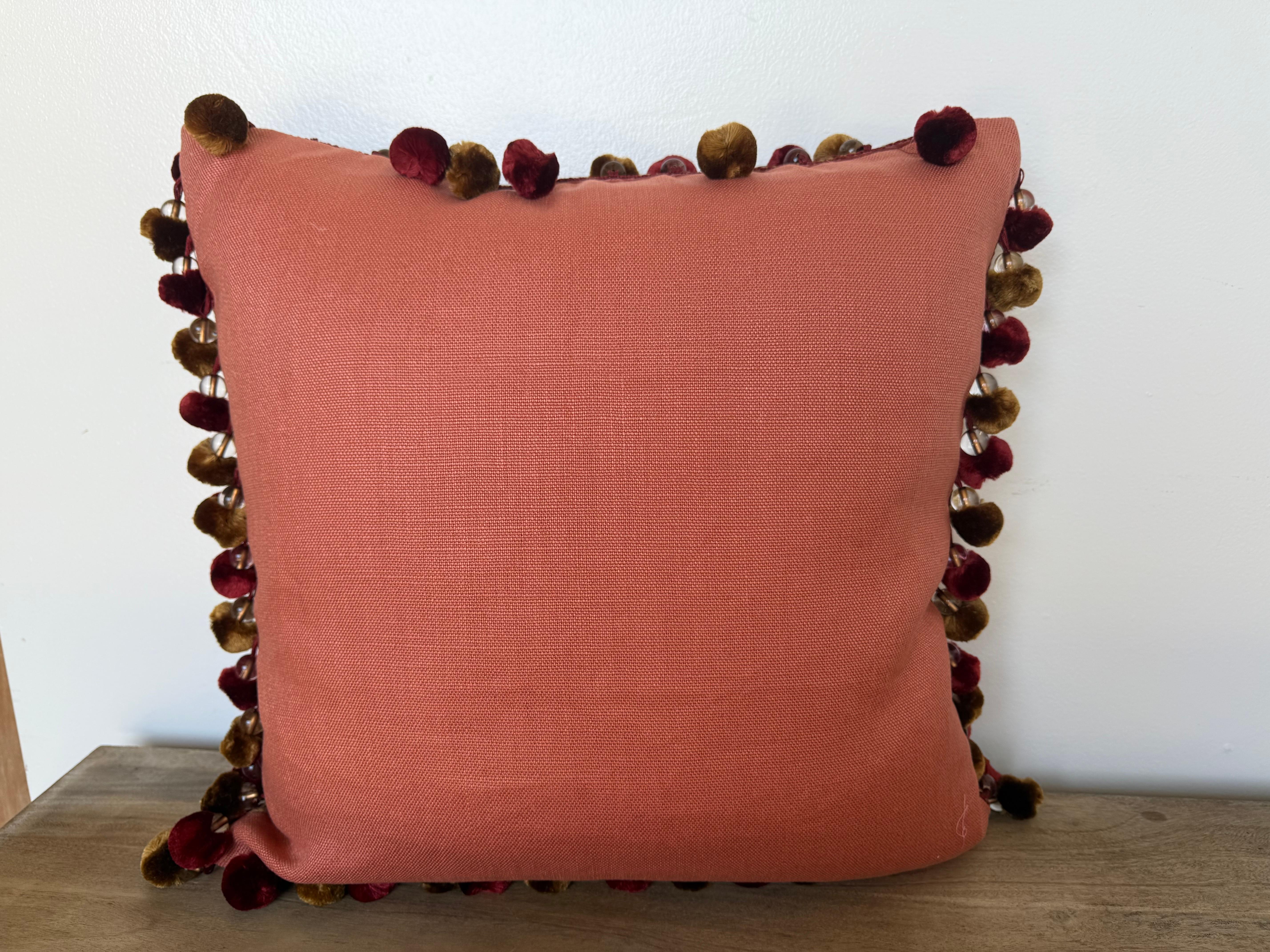 Pair of Custom Velvet Pillows with Heraldic Crest by Melissa Levinson For Sale 1