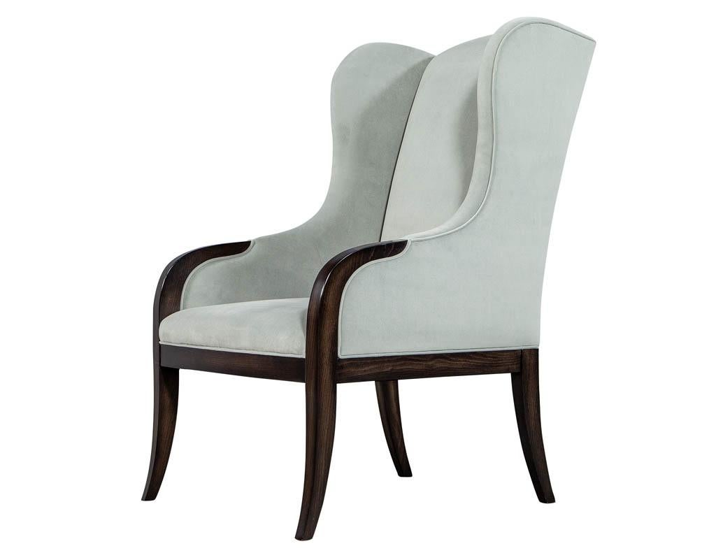 Pair of Custom Velvet Wing Chairs by Carrocel 4