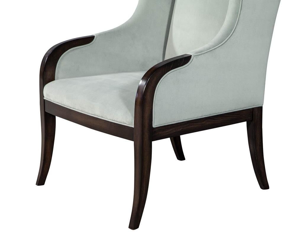 Modern Pair of Custom Velvet Wing Chairs by Carrocel