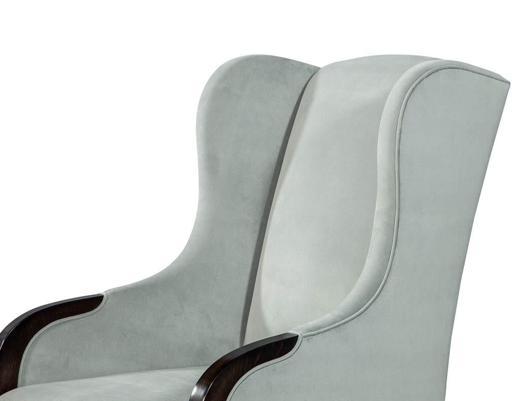 Canadian Pair of Custom Velvet Wing Chairs by Carrocel