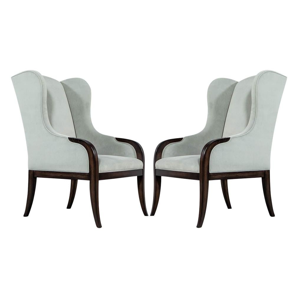 Pair of Custom Velvet Wing Chairs by Carrocel