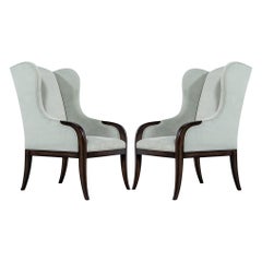 Pair of Custom Velvet Wing Chairs by Carrocel