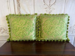 Pair of Custom Venetian Mariano Fortuny Damask Pillows