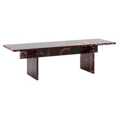 Pair of Custom Vondel Coffee Table/Bench Handcrafted in Rosso Levanto Marble V2