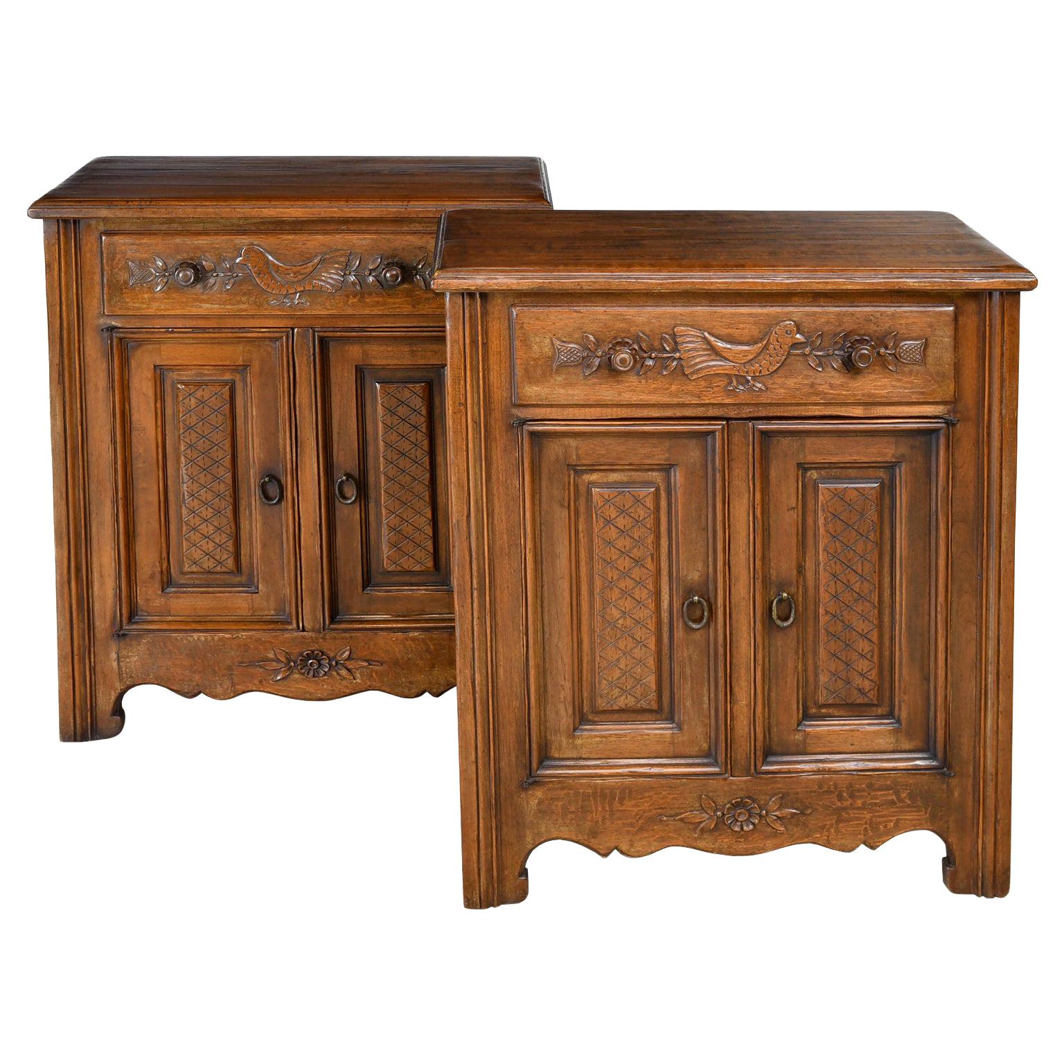 Pair of Custom Walnut Cupboards in French Provincial Style, France, circa 2000