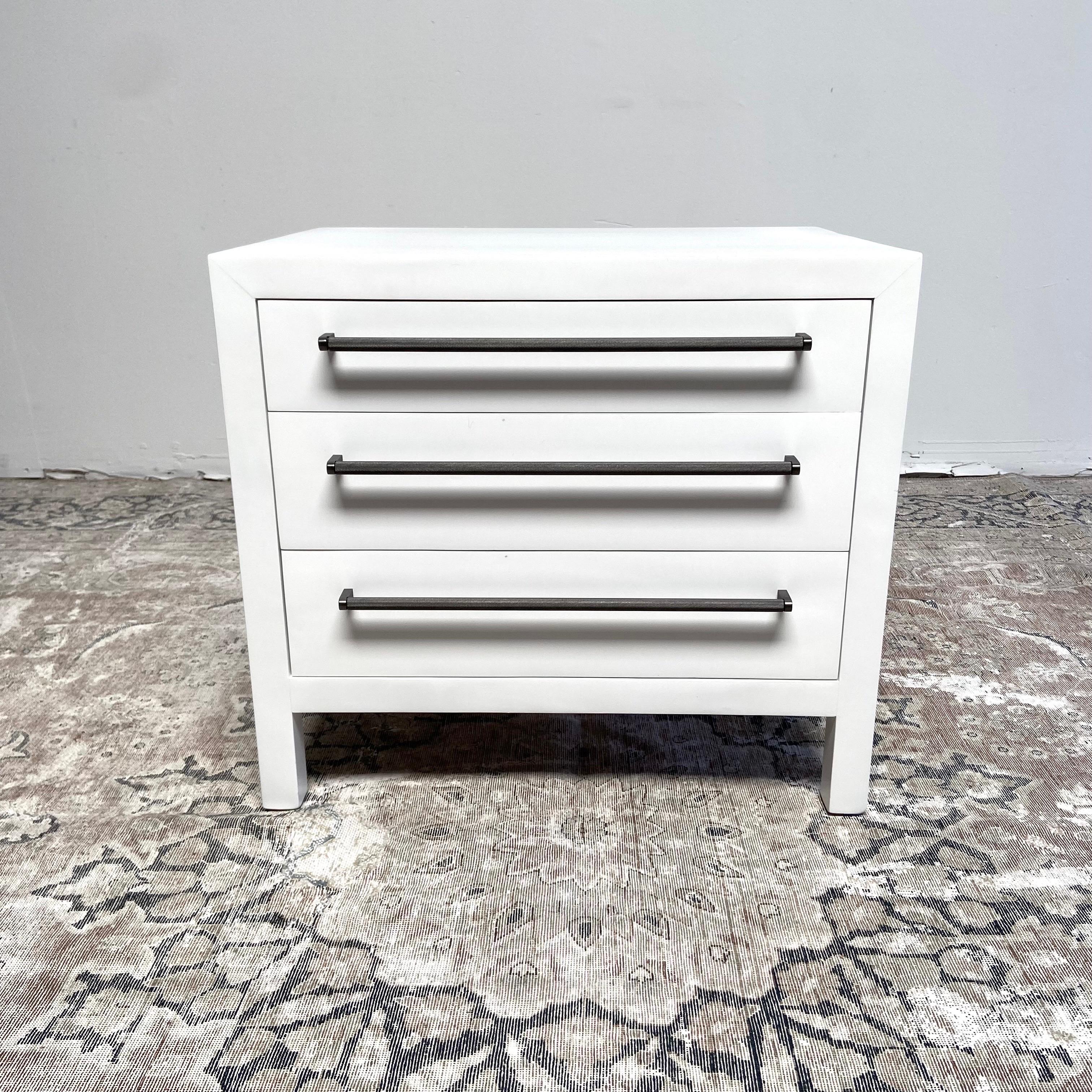 Pair of Custom White Painted Night Stands with Knurled Pulls 5