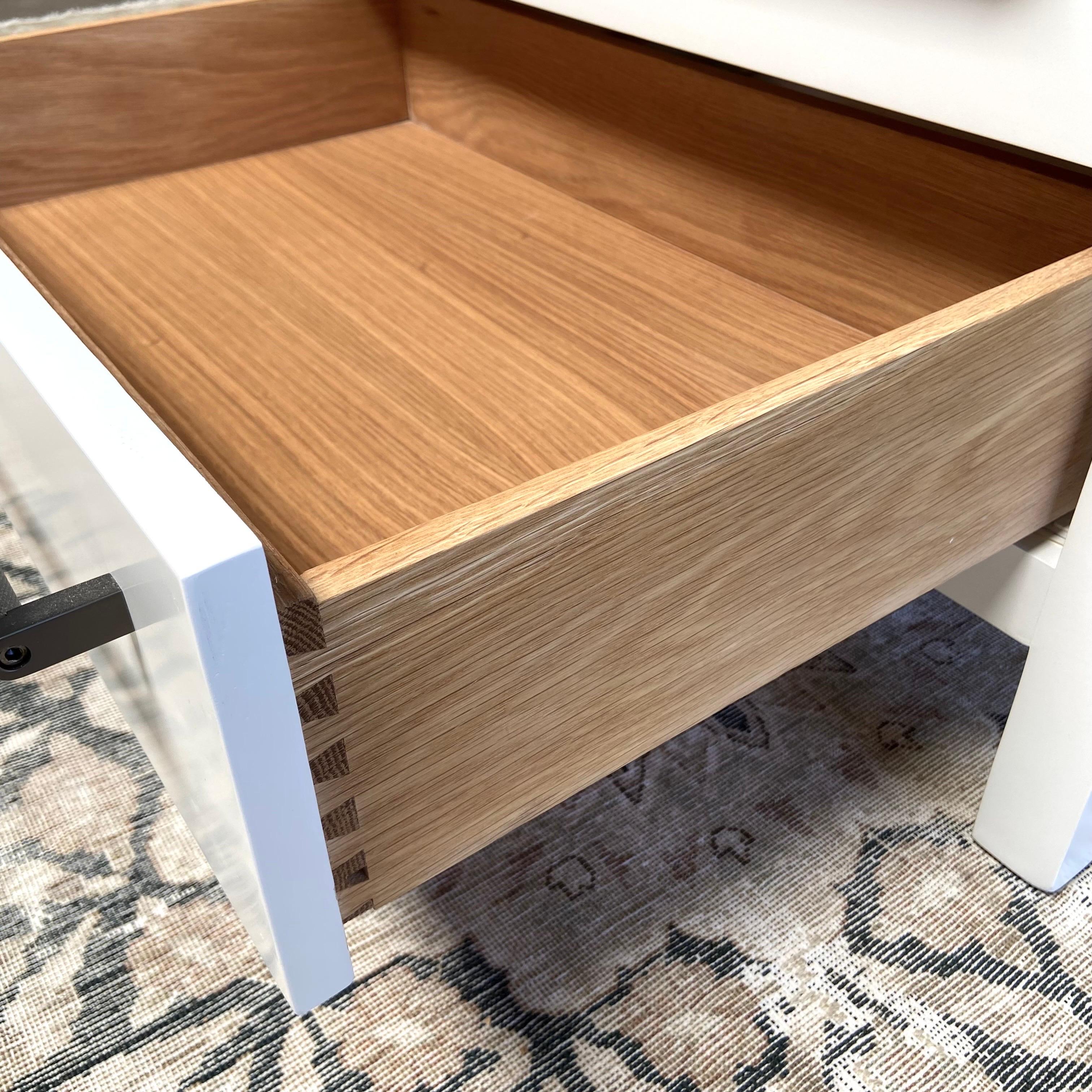 Pair of Custom White Painted Night Stands with Knurled Pulls 2