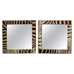 Pair of Custom Zebra Hide Mirrors